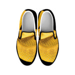 Yellow Snake Print Black Slip On Shoes