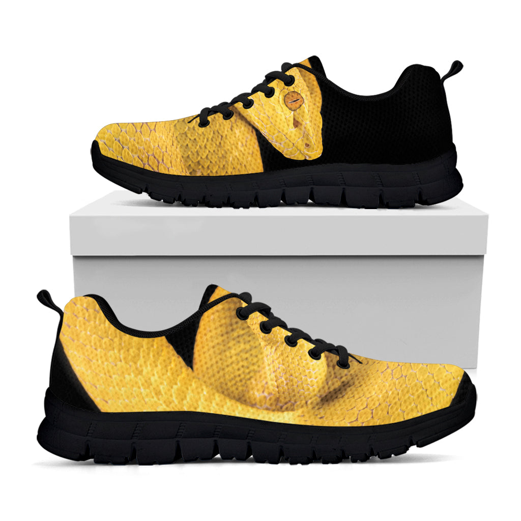 Yellow Snake Print Black Sneakers