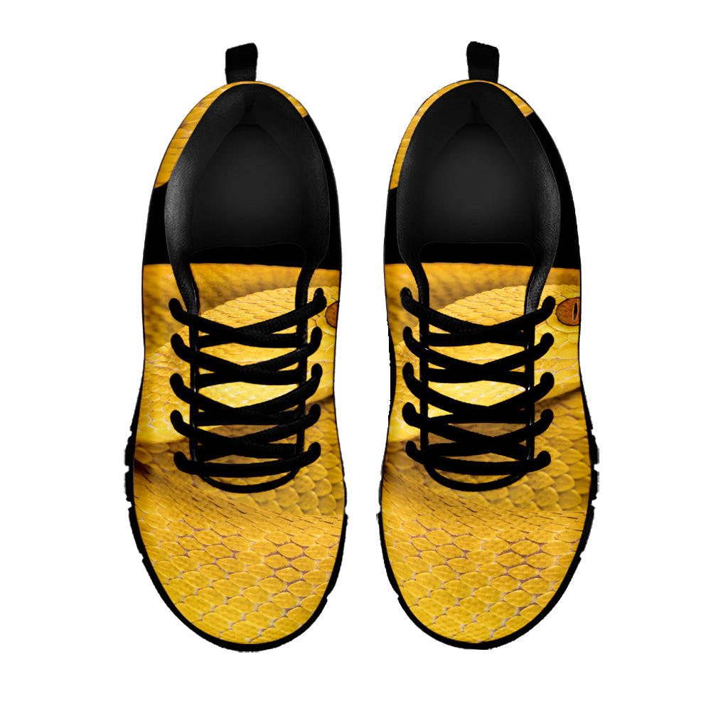 Yellow Snake Print Black Sneakers
