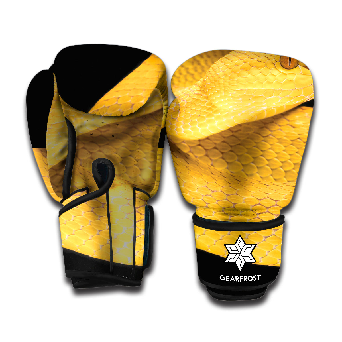 Yellow Snake Print Boxing Gloves