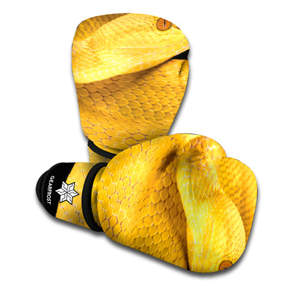 Yellow Snake Print Boxing Gloves