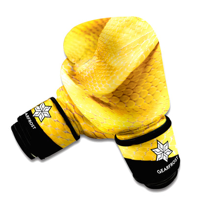 Yellow Snake Print Boxing Gloves