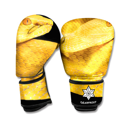 Yellow Snake Print Boxing Gloves