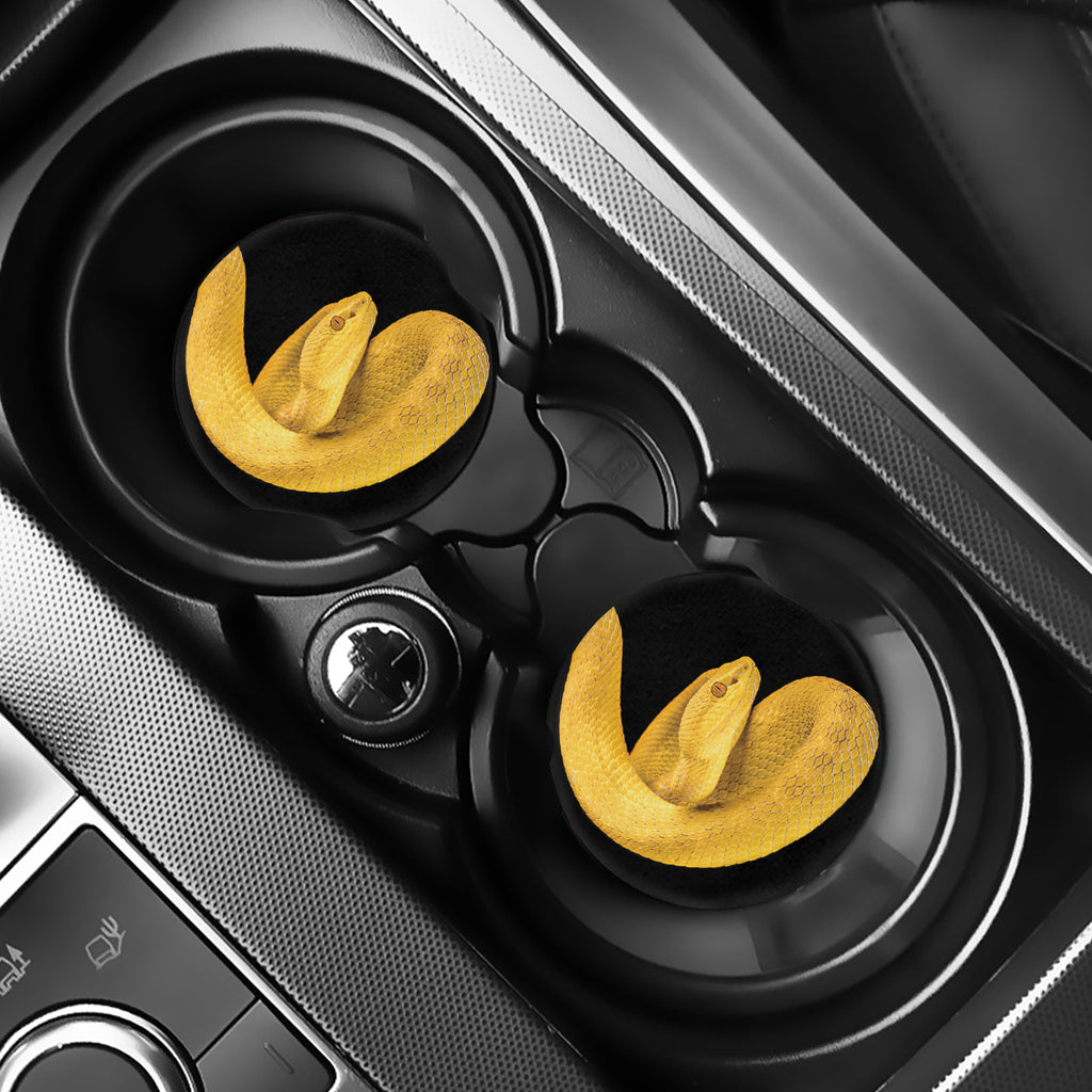 Yellow Snake Print Car Coasters