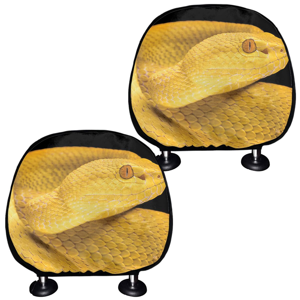 Yellow Snake Print Car Headrest Covers