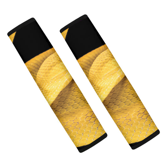 Yellow Snake Print Car Seat Belt Covers