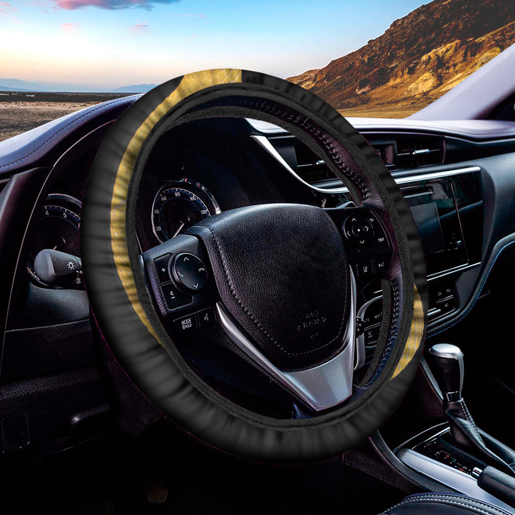 Yellow Snake Print Car Steering Wheel Cover