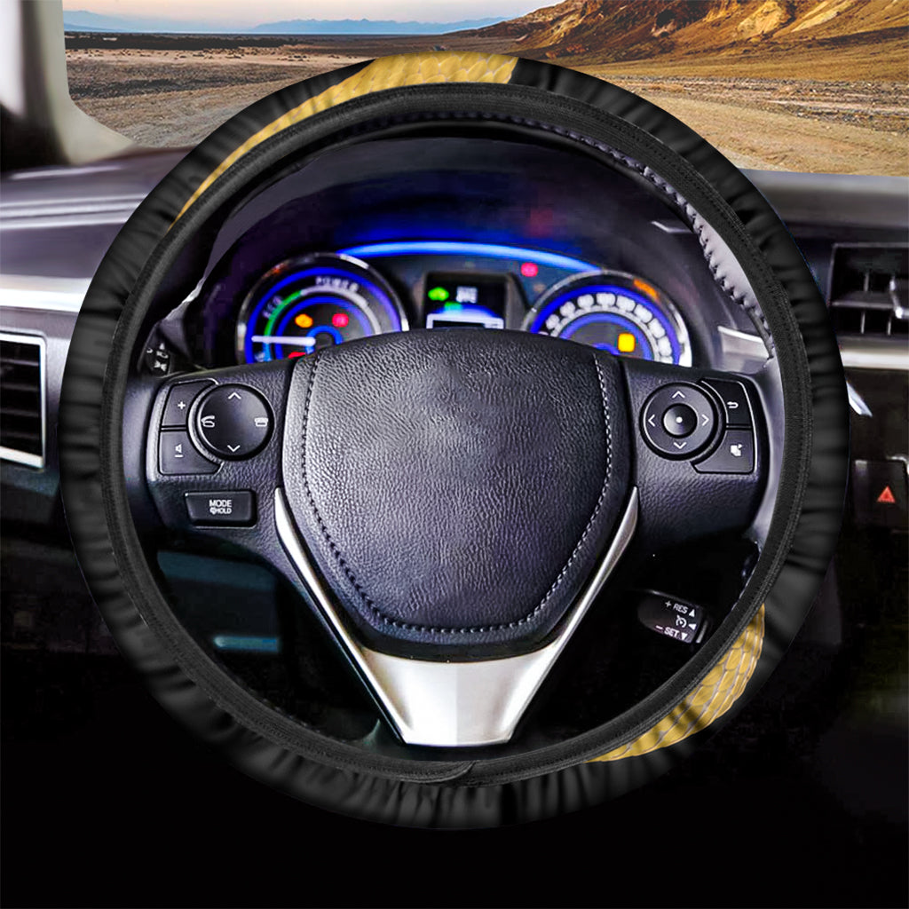 Yellow Snake Print Car Steering Wheel Cover