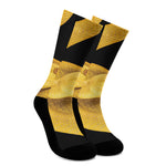 Yellow Snake Print Crew Socks
