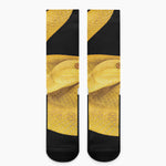 Yellow Snake Print Crew Socks
