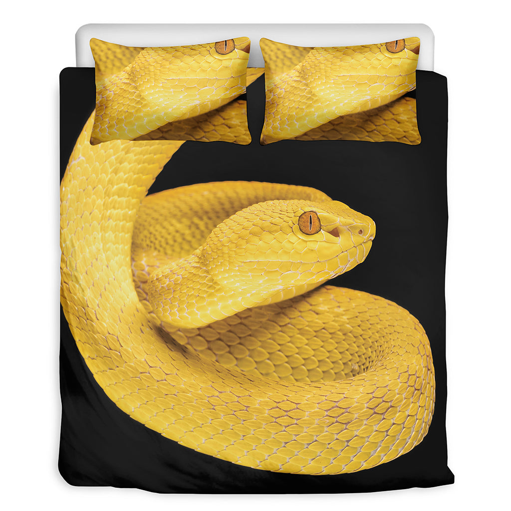 Yellow Snake Print Duvet Cover Bedding Set