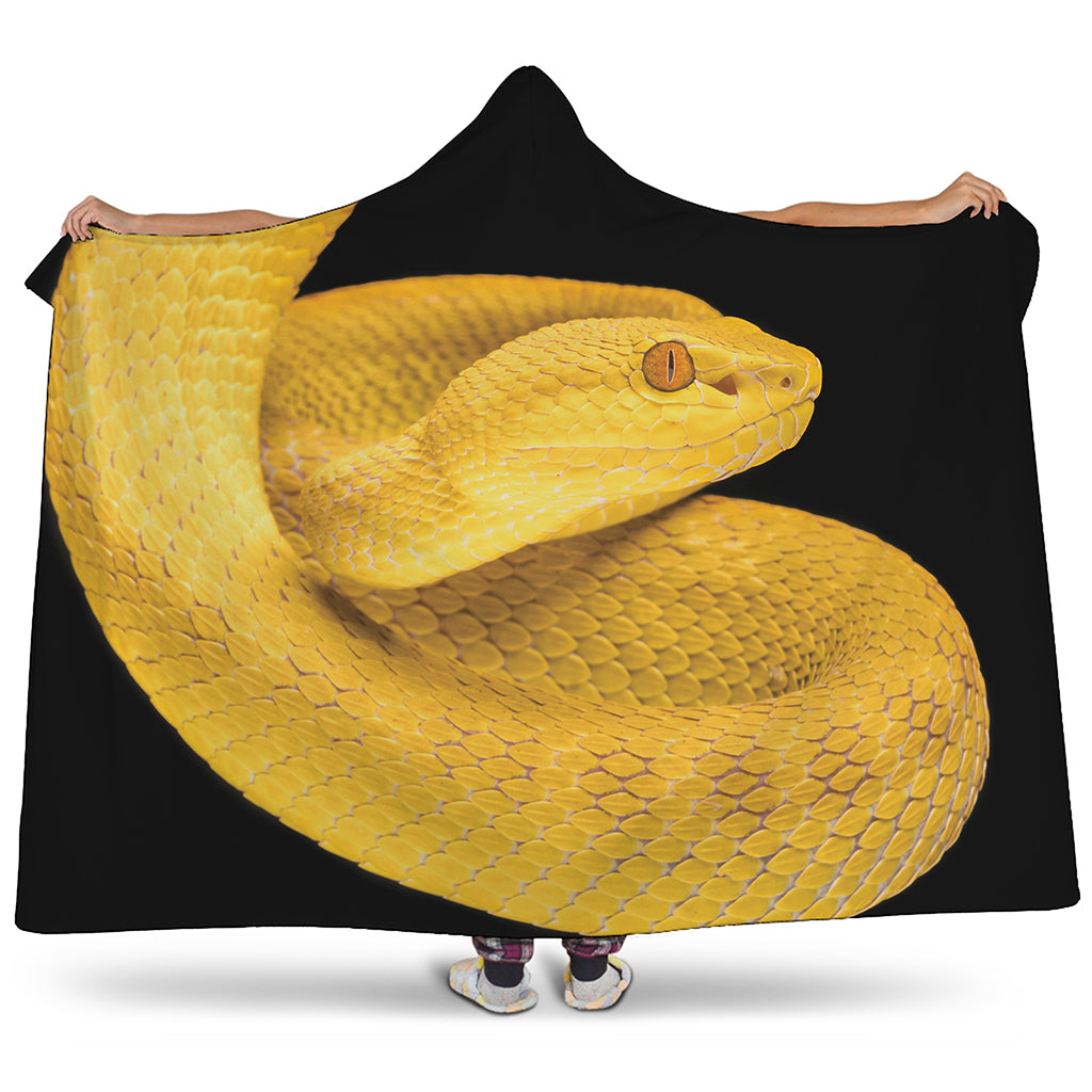 Yellow Snake Print Hooded Blanket