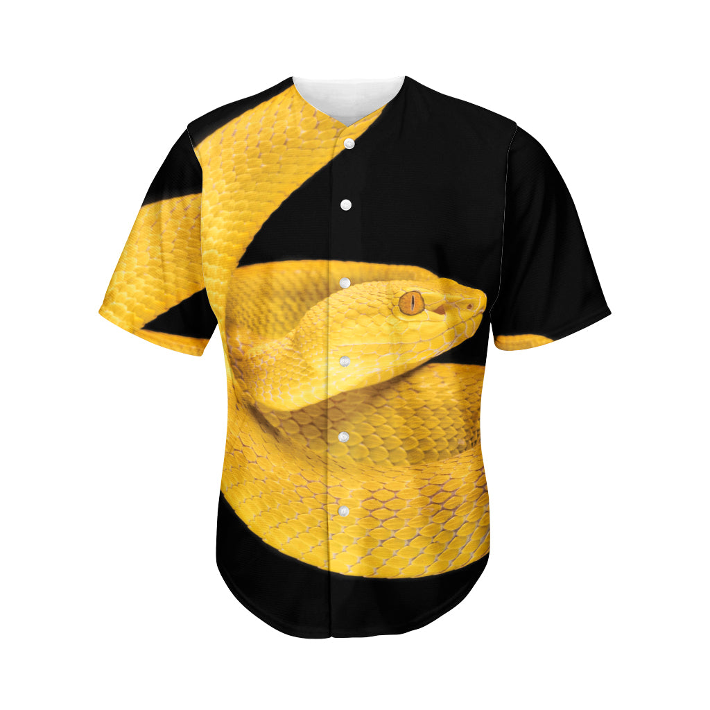 Yellow Snake Print Men's Baseball Jersey