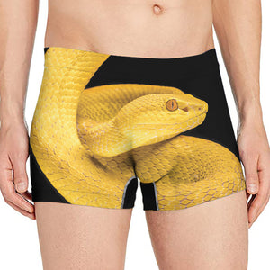Yellow Snake Print Men's Boxer Briefs