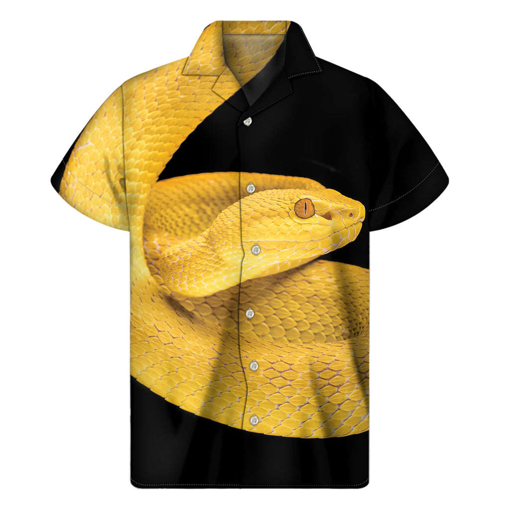 Yellow Snake Print Men's Short Sleeve Shirt