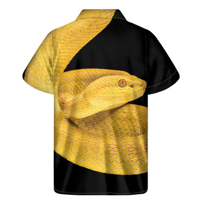 Yellow Snake Print Men's Short Sleeve Shirt