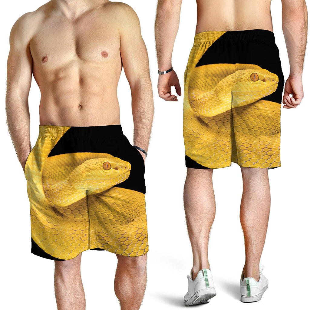 Yellow Snake Print Men's Shorts