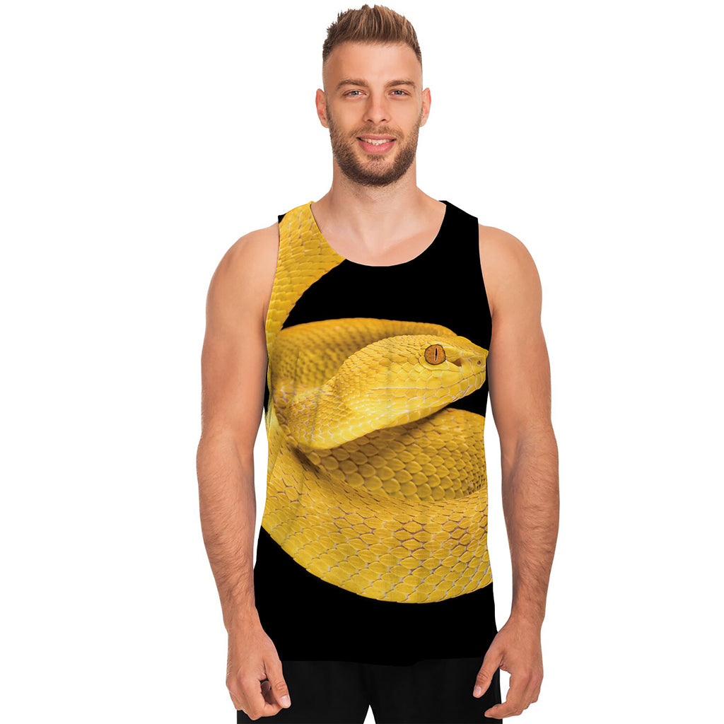 Yellow Snake Print Men's Tank Top