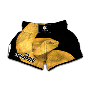 Yellow Snake Print Muay Thai Boxing Shorts