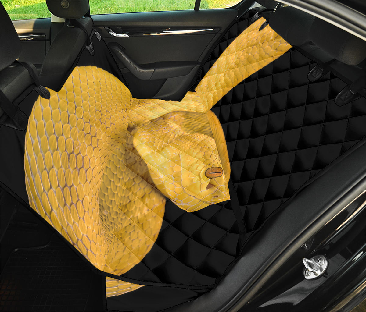 Yellow Snake Print Pet Car Back Seat Cover