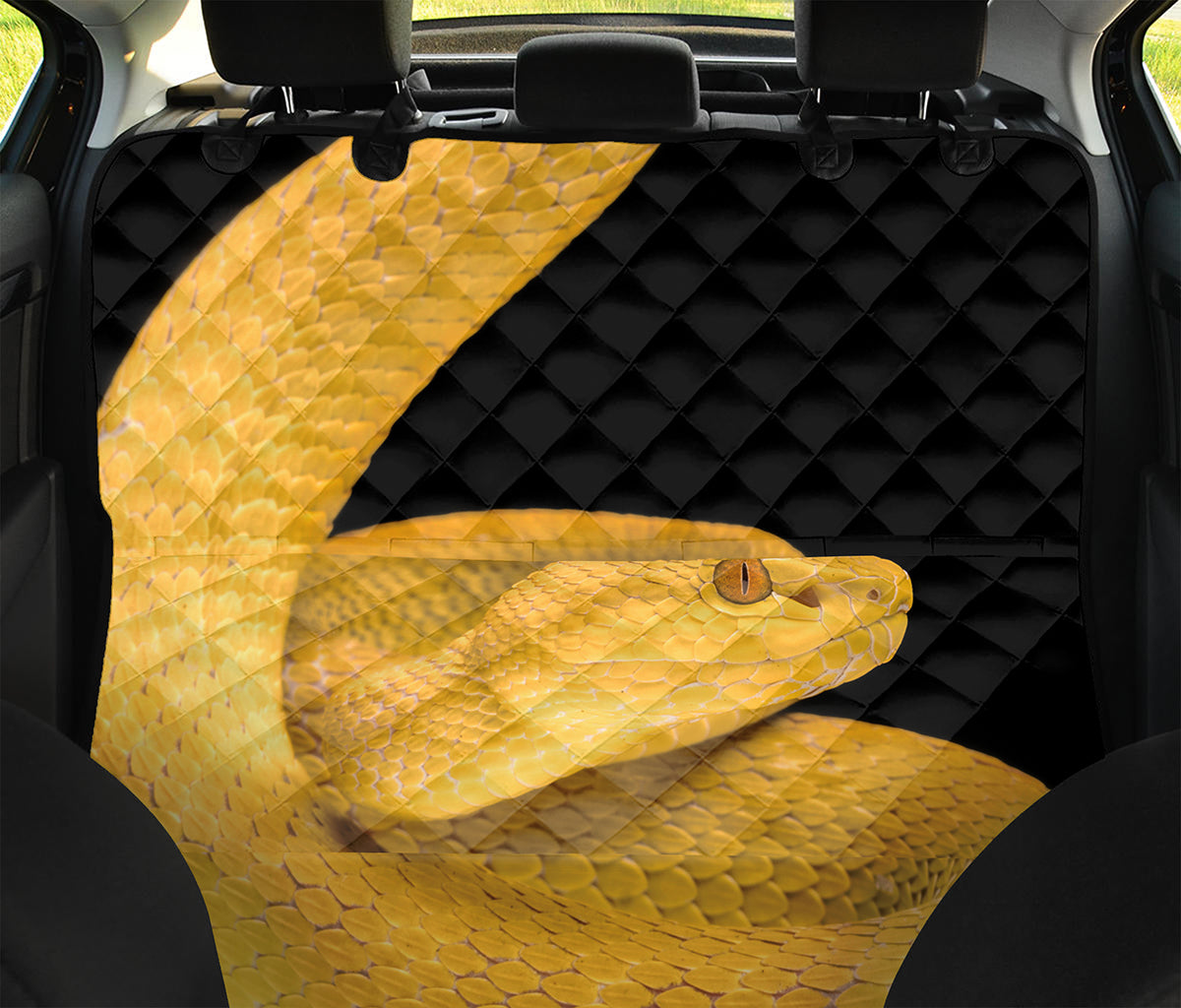 Yellow Snake Print Pet Car Back Seat Cover