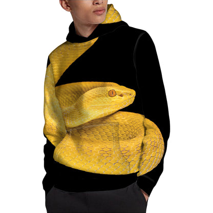 Yellow Snake Print Pullover Hoodie
