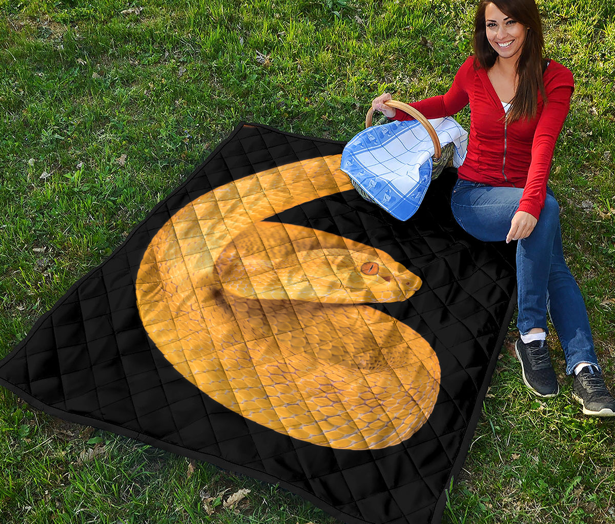Yellow Snake Print Quilt