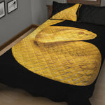 Yellow Snake Print Quilt Bed Set