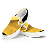 Yellow Snake Print White Slip On Shoes