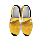 Yellow Snake Print White Slip On Shoes