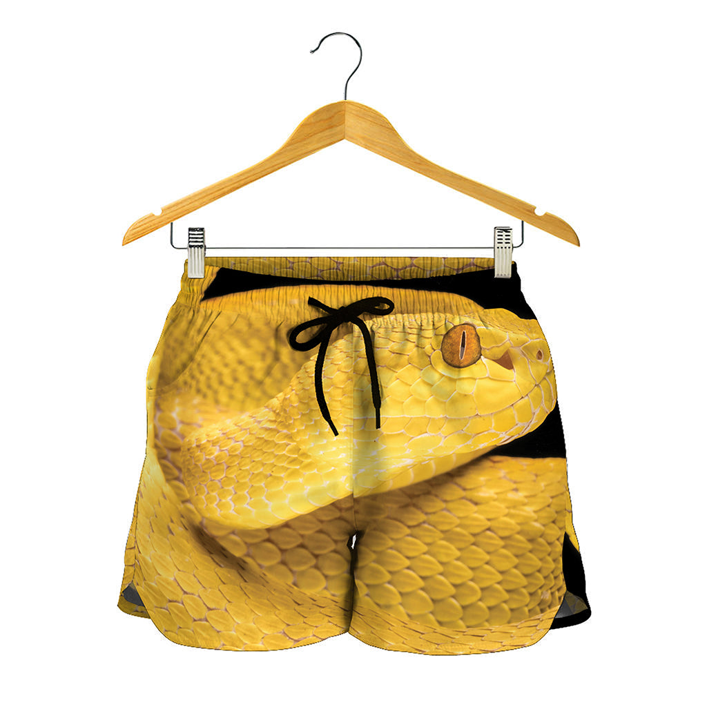 Yellow Snake Print Women's Shorts