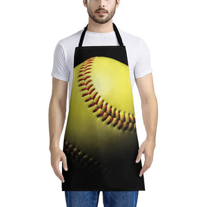 Yellow Softball Ball Print Apron