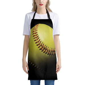 Yellow Softball Ball Print Apron