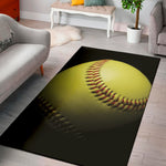 Yellow Softball Ball Print Area Rug