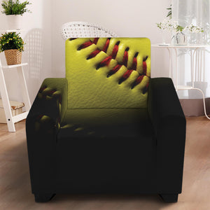 Yellow Softball Ball Print Armchair Slipcover