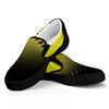 Yellow Softball Ball Print Black Slip On Shoes