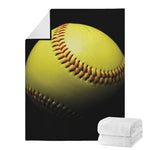 Yellow Softball Ball Print Blanket
