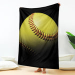Yellow Softball Ball Print Blanket