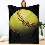 Yellow Softball Ball Print Blanket