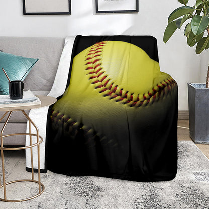 Yellow Softball Ball Print Blanket