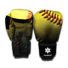 Yellow Softball Ball Print Boxing Gloves
