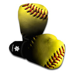 Yellow Softball Ball Print Boxing Gloves