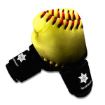 Yellow Softball Ball Print Boxing Gloves