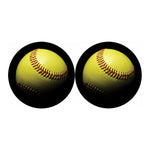 Yellow Softball Ball Print Car Coasters