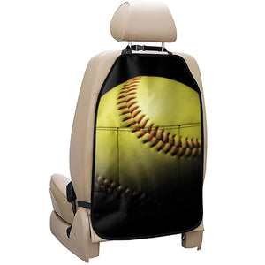 Yellow Softball Ball Print Car Seat Organizers