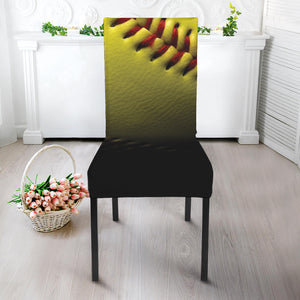 Yellow Softball Ball Print Dining Chair Slipcover