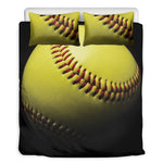 Yellow Softball Ball Print Duvet Cover Bedding Set