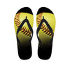 Yellow Softball Ball Print Flip Flops