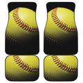 Yellow Softball Ball Print Front and Back Car Floor Mats