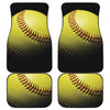 Yellow Softball Ball Print Front and Back Car Floor Mats